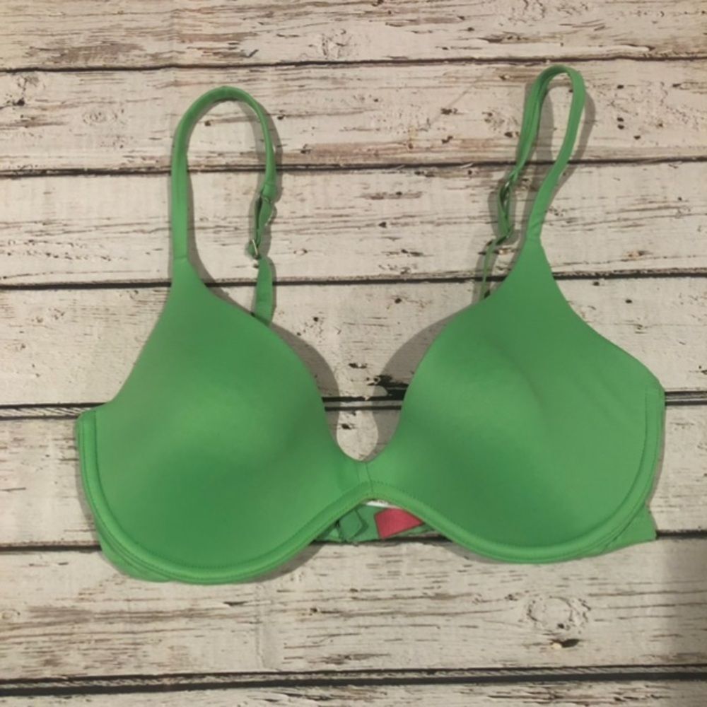 PINK Victoria's Secret Scoopneck Bra 36C Green & Pink - NEW
